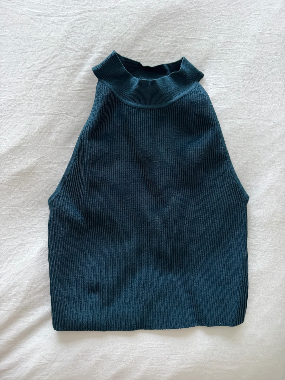 Aritzia Babaton Sleeveless Ribbed Mock Neck Top in Deep Teal